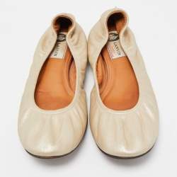 Lanvin Metallic Leather Scrunch Ballet Flats Size 37.5