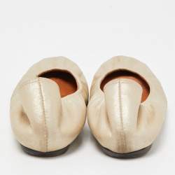 Lanvin Metallic Leather Scrunch Ballet Flats Size 37.5