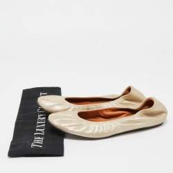 Lanvin Metallic Leather Scrunch Ballet Flats Size 37.5