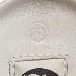 Pre Owned Lanvin Black Leather and Snakeskin Cap Toe Low Top Sneakers Size 37