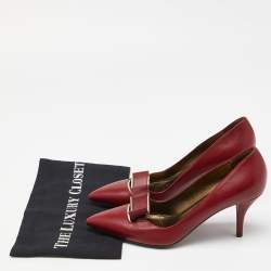 Pre Owned Lanvin Red Leather Bow Pointed Toe Pumps Size 39