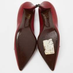 Pre Owned Lanvin Red Leather Bow Pointed Toe Pumps Size 39