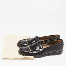 Pre Owned Lanvin Black Leather Fringe Loafers Size 40.5