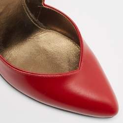 Pre Owned Lanvin Red Leather Pointed Toe Pumps Size 37