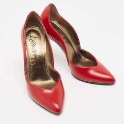 Pre Owned Lanvin Red Leather Pointed Toe Pumps Size 37