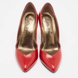 Pre Owned Lanvin Red Leather Pointed Toe Pumps Size 37
