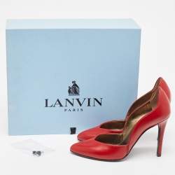 Pre Owned Lanvin Red Leather Pointed Toe Pumps Size 37