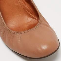 Pre Owned Lanvin Brown Leather Scrunch Wedge Pumps Size 37