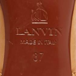 Lanvin Light Brown/Pink Leather and Fabric Bow Thong Ankle Strap Sandals Size 37