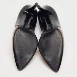 Pre Owned Lanvin Metallic/Black Embossed Python and Leather Pumps Size 38