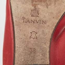 Lanvin Burgundy Leather Bow Ballet Flats Size 38