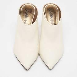Pre Owned Lanvin Cream Leather Pointed Toe Mules Size 41