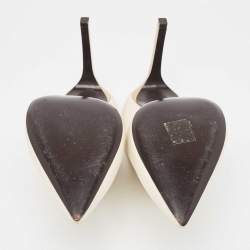 Pre Owned Lanvin Cream Leather Pointed Toe Mules Size 41