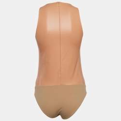 Lapointe Pink Faux Leather Sleeveless Bodysuit S