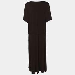 Pre Owned Lauren Ralph Lauren Choco Brown Jersey Belted Midi Dress XXXL