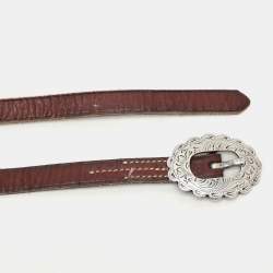 Pre Owned Lauren Ralph Lauren Copper Leather Slim Waist Belt S