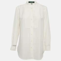 Lauren Ralph Lauren Cream Chiffon Button Front Shirt M