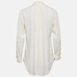 Lauren Ralph Lauren Cream Chiffon Button Front Shirt M