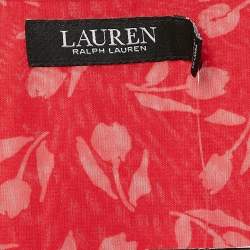 Pre Owned Lauren Ralph Lauren Red Floral Print Crepe V-Neck Short Dress M