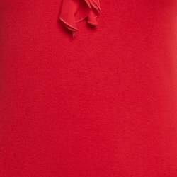 Pre Owned Lauren Ralph Lauren Red Cotton Blend Knit Ruffled Short Dress S