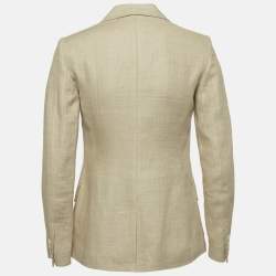 Pre Owned Lauren Ralph Lauren Beige Herringbone Linen Blazer XS