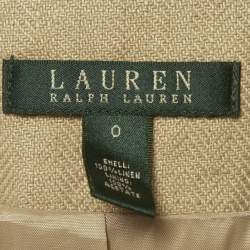 Pre Owned Lauren Ralph Lauren Beige Herringbone Linen Blazer XS