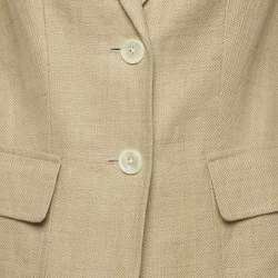 Pre Owned Lauren Ralph Lauren Beige Herringbone Linen Blazer XS