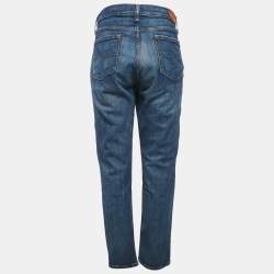 Pre Owned Lauren Ralph Lauren Blue Logo Embroidery Denim Jeans M Waist 33"