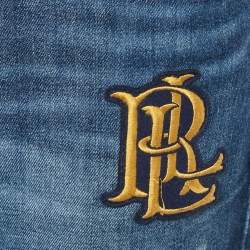 Pre Owned Lauren Ralph Lauren Blue Logo Embroidery Denim Jeans M Waist 33"