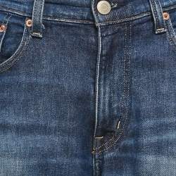 Pre Owned Lauren Ralph Lauren Blue Logo Embroidery Denim Jeans M Waist 33"