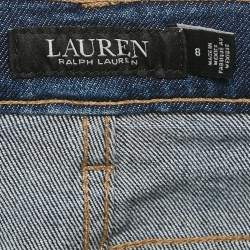 Pre Owned Lauren Ralph Lauren Blue Logo Embroidery Denim Jeans M Waist 33"