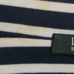 Pre Owned Lauren Ralph Lauren Navy Blue Stripe Cotton Knit  Jacket XS