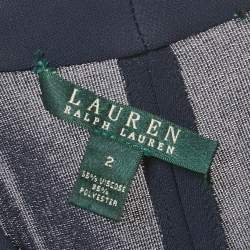 Pre Owned Lauren Ralph Lauren Navy Blue Jersey Belted V-Neck Midi Dress S