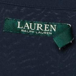 Pre Owned Lauren Ralph Lauren Navy Blue Poplin Knee Length Dress S