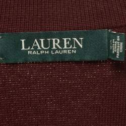 Pre Owned Lauren Ralph Lauren Burgundy Embroidered Knit Blazer XS