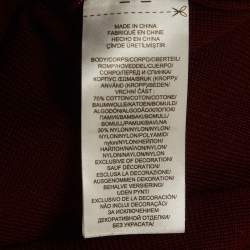 Pre Owned Lauren Ralph Lauren Burgundy Embroidered Knit Blazer XS