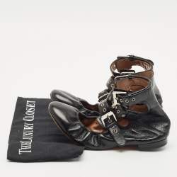 Pre Owned Laurence Dacade Black Leather Buckle Details Ballet Flat Size 37