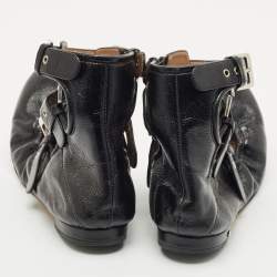 Pre Owned Laurence Dacade Black Leather Buckle Details Ballet Flat Size 37