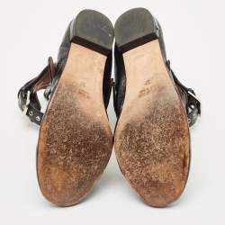 Pre Owned Laurence Dacade Black Leather Buckle Details Ballet Flat Size 37