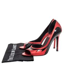 Laurence Dacade Black Patent And Metallic Red Leather D'orsay Peep Toe Pumps Size 37