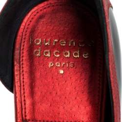 Laurence Dacade Black Patent And Metallic Red Leather D'orsay Peep Toe Pumps Size 37