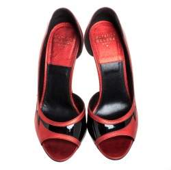 Laurence Dacade Black Patent And Metallic Red Leather D'orsay Peep Toe Pumps Size 37