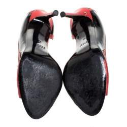 Laurence Dacade Black Patent And Metallic Red Leather D'orsay Peep Toe Pumps Size 37