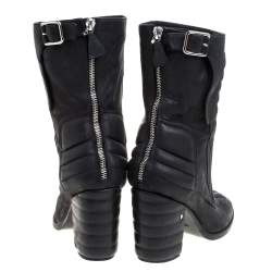 Laurence Dacade Black Leather Buckle Detail Zipper Ankle Boots Size 37.5