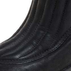 Laurence Dacade Black Leather Buckle Detail Zipper Ankle Boots Size 37.5
