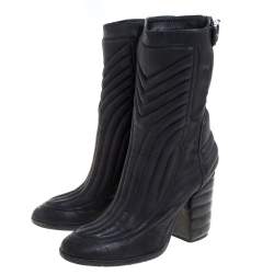 Laurence Dacade Black Leather Buckle Detail Zipper Ankle Boots Size 37.5