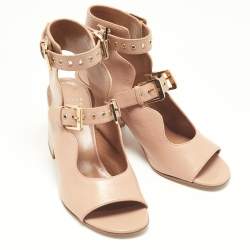 Laurence Dacade Beige Leather Stappy Open Toe Sandals Size 38.5