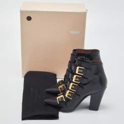 Laurence Dacade Black Leather Buckle Detail Ankle Booties Size 37.5