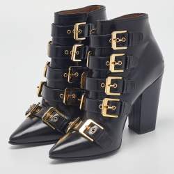 Laurence Dacade Black Leather Buckle Detail Ankle Booties Size 37.5