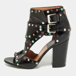 Laurence Dacade Black Patent Leather Stappy Open Toe Sandals Size 40